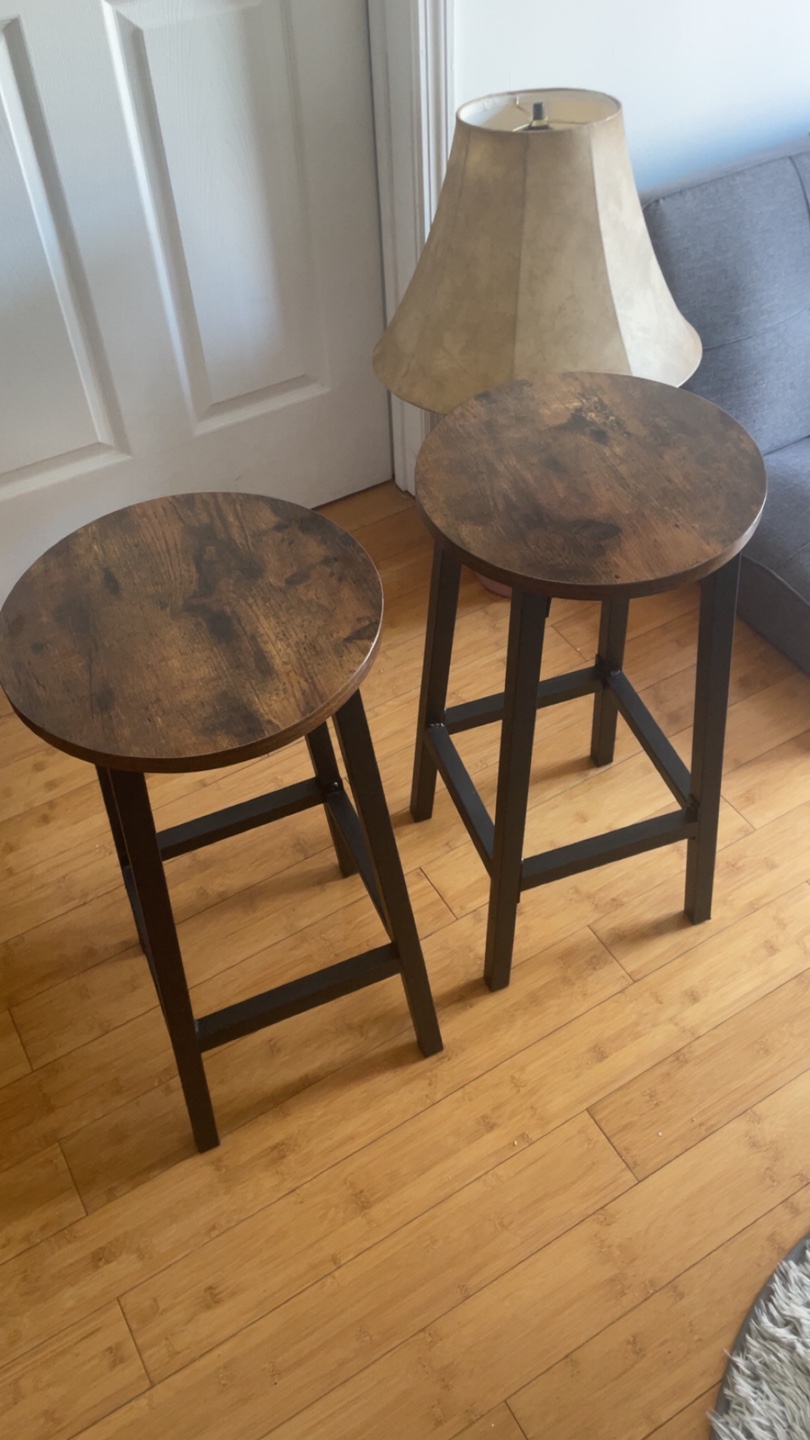 Set of Two Rustic Wooden Bar Stools