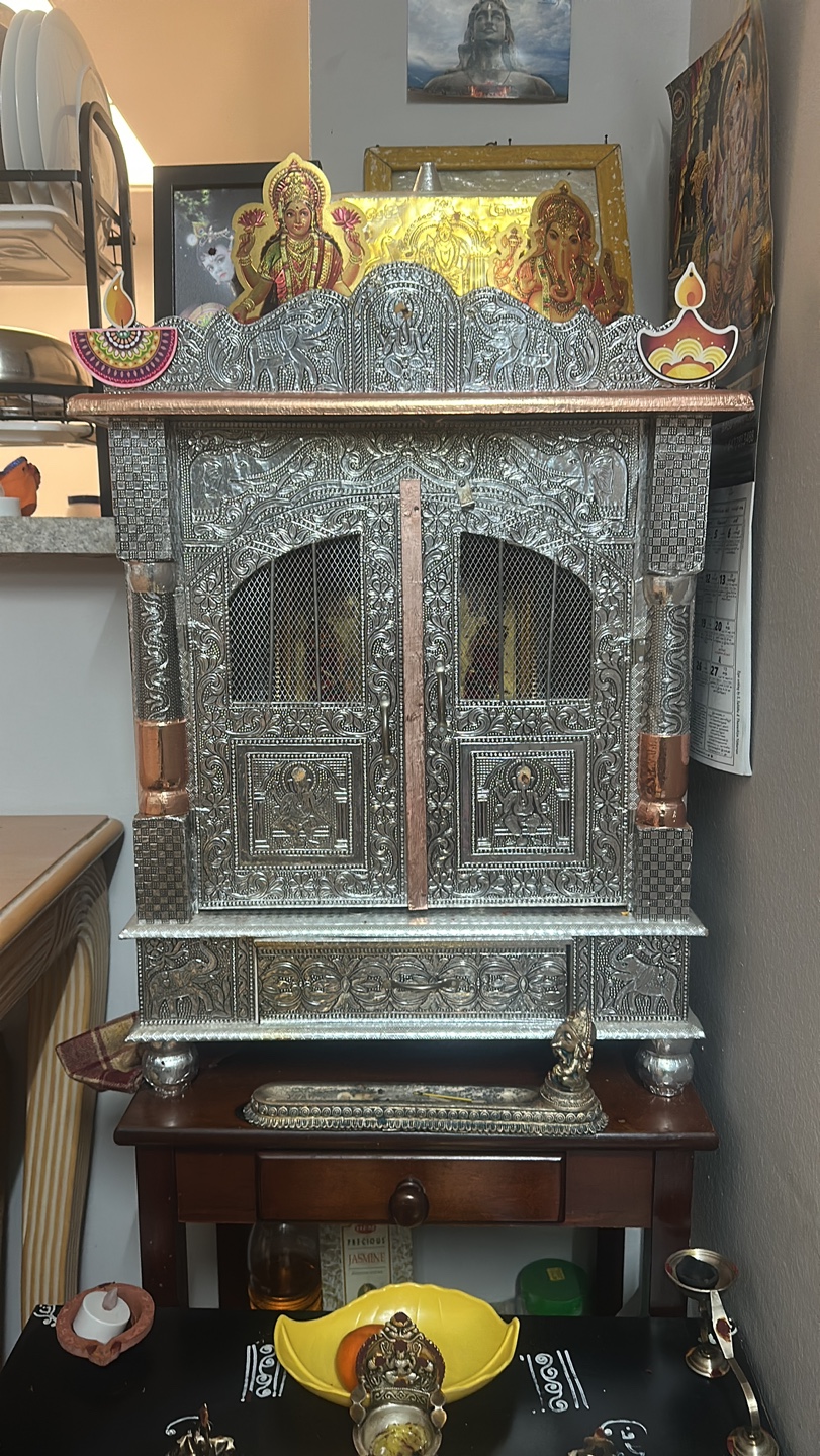Ornate Silver Metal Temple Shrine - photo 2