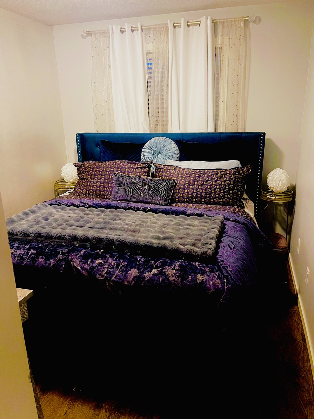 King Size Bed frame Set - Teal, with box spring