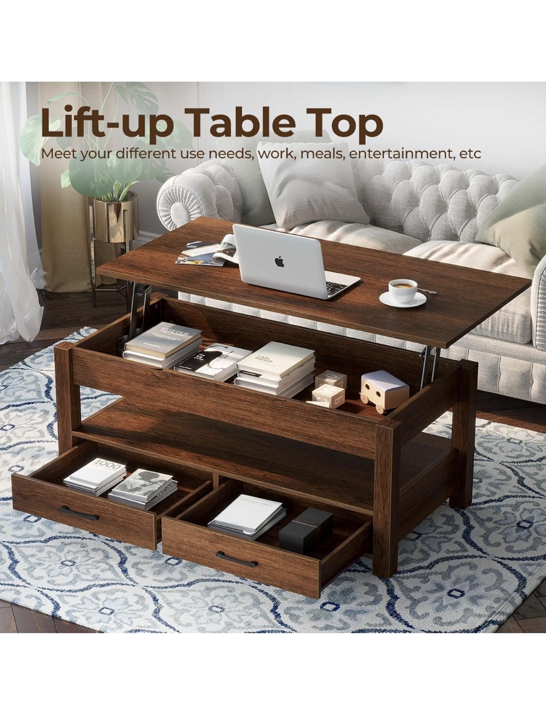 Lift-Top Coffee Table with Storage - photo 5