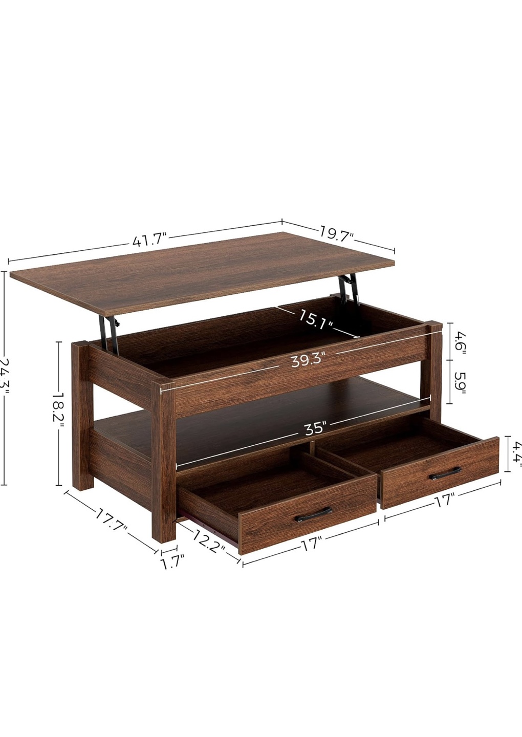 Lift-Top Coffee Table with Storage - photo 4