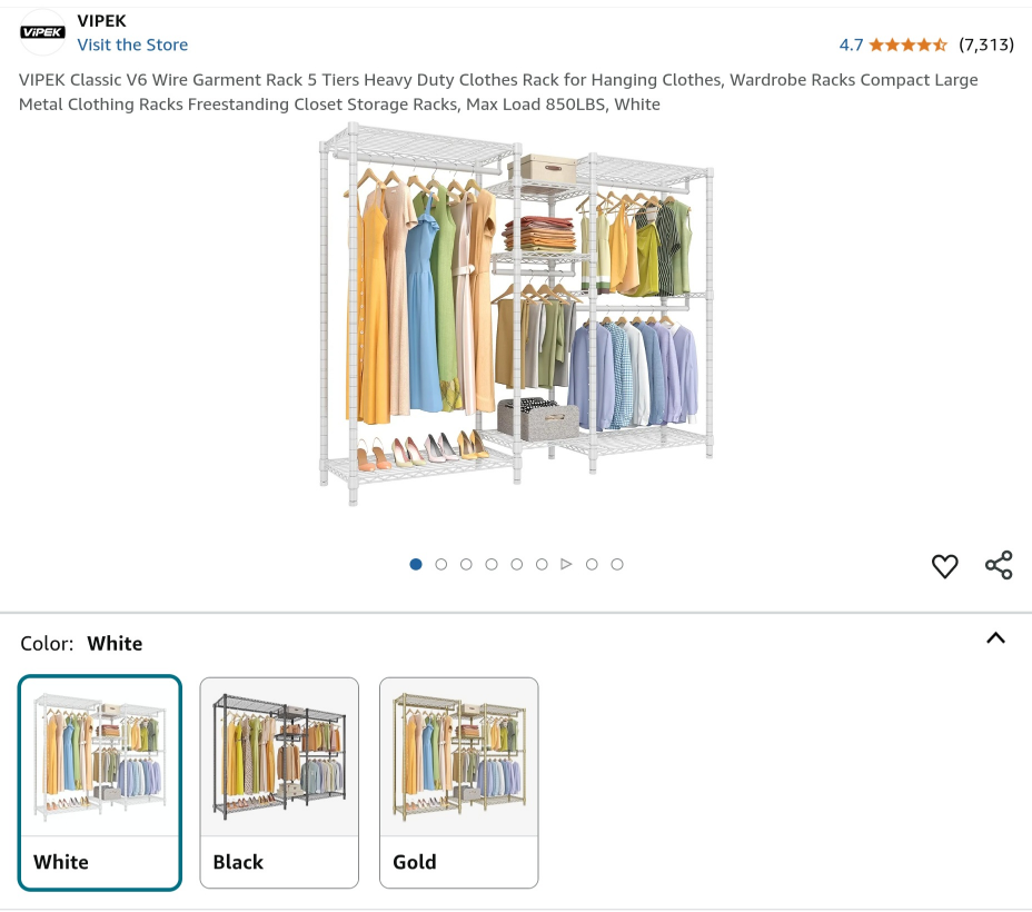 V6 Wire Garment Rack - White - photo 5