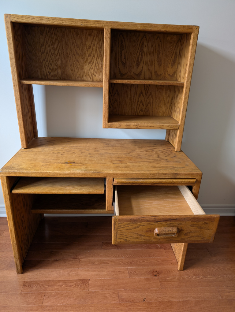 Oak Computer Desk with Hutch - photo 2