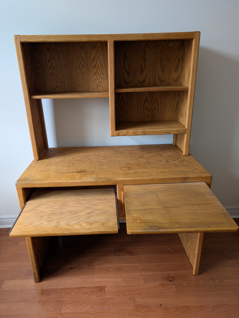Oak Computer Desk with Hutch - photo 3