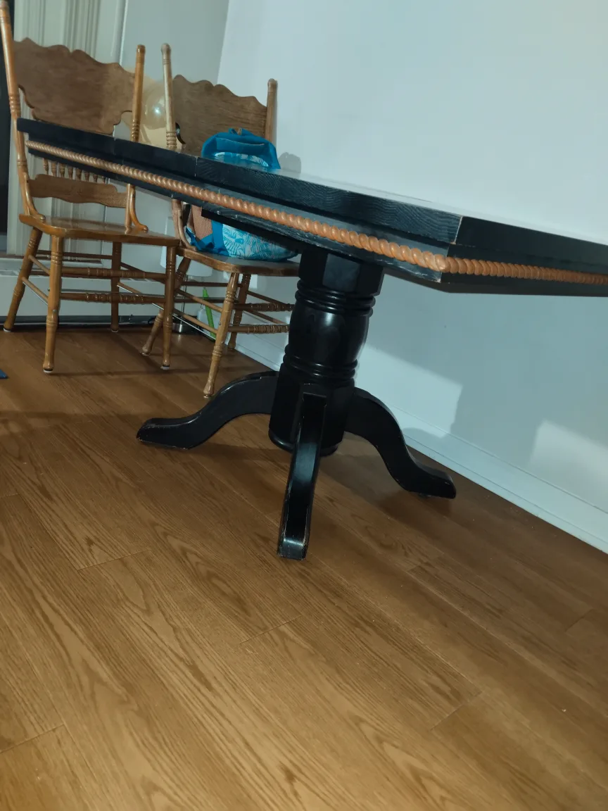 Black Farmhouse Dining Table with Rope Detail image indicator(2)