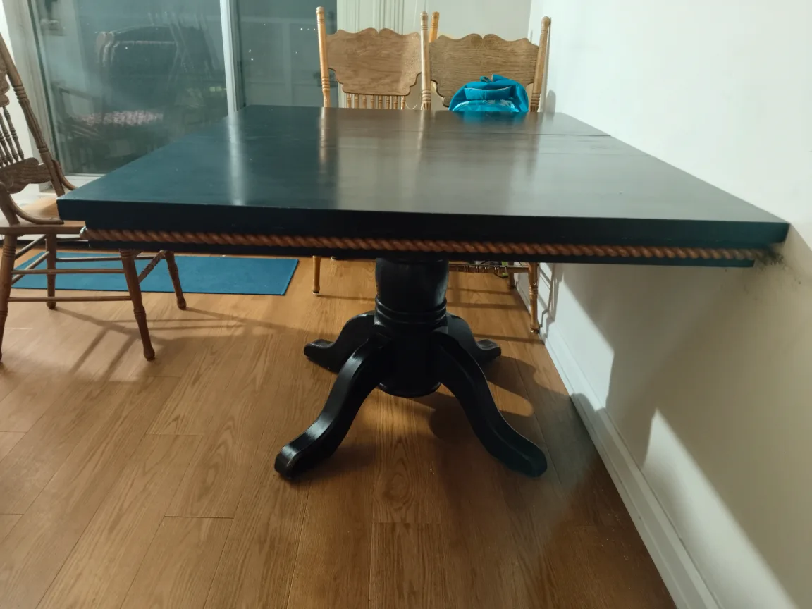 Black Farmhouse Dining Table with Rope Detail image indicator(4)