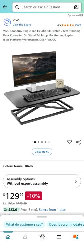 Black Height Adjustable Standing Desk Riser - photo 4