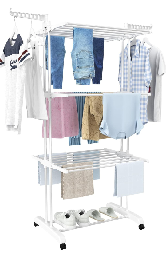 3-Tier Rolling Clothes Drying Rack