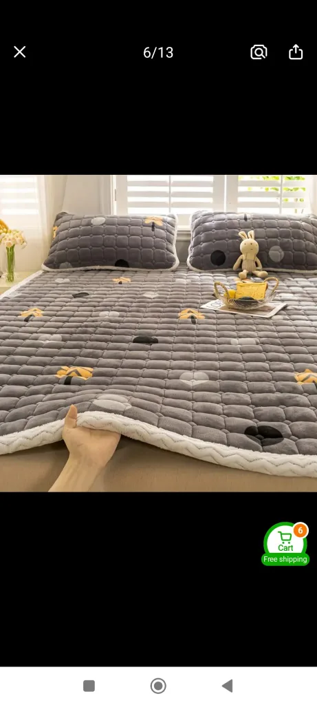 Brand New Grey Quilted Mattress Protector image indicator(4)