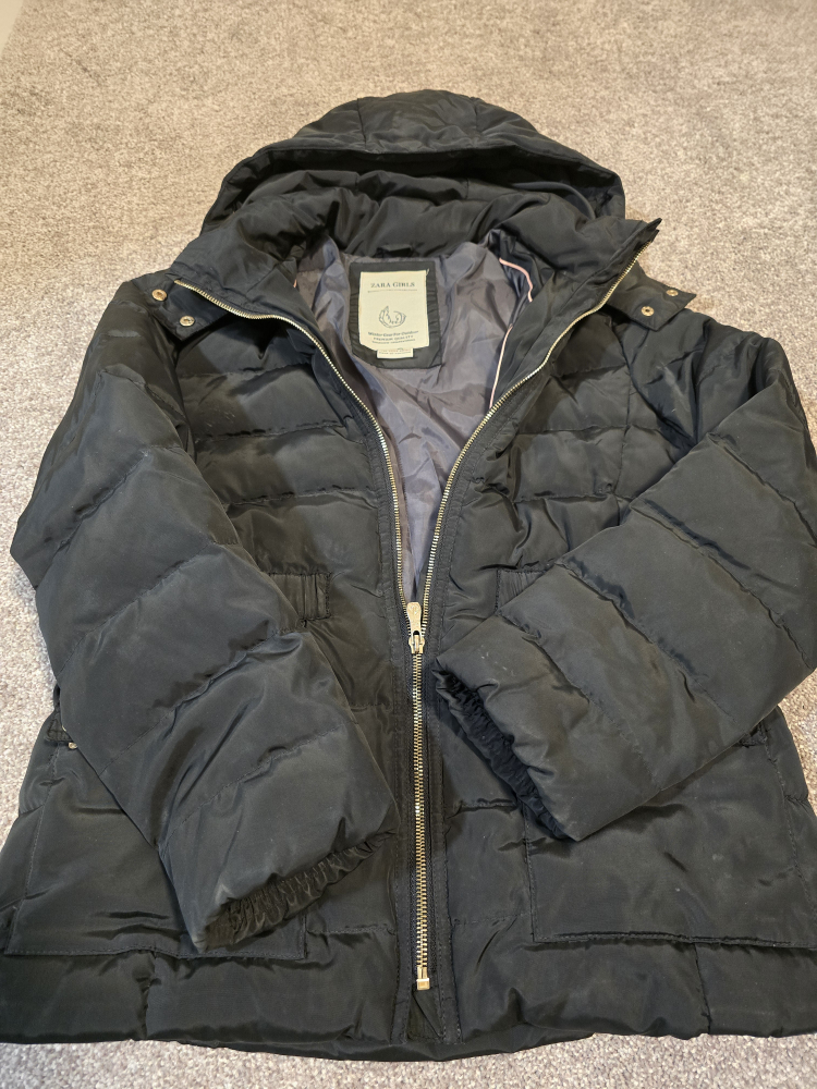Zara Girls Black Puffer Jacket with Hood