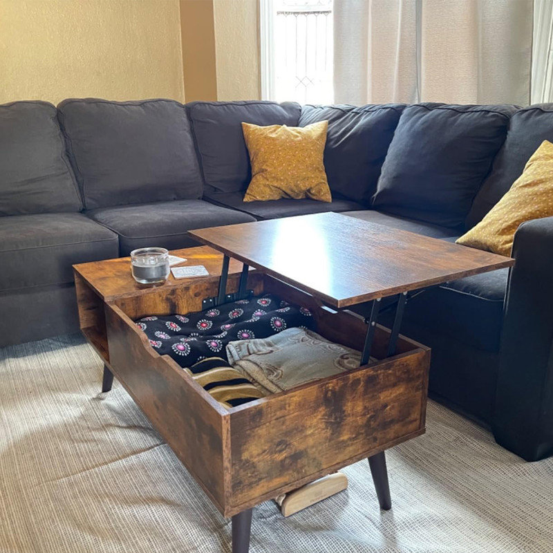 Lift-Top Wooden Coffee Table with Storage - photo 4