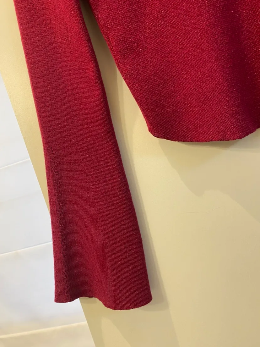 Maeve by Anthropologie Burgundy Bell Sleeve Knit Sweater XS image indicator(5)