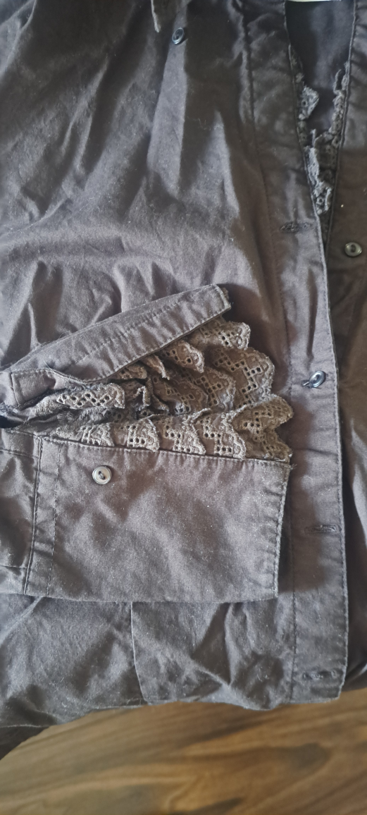 Suzy Women's Brown Button-Down Shirt with Lace Detail