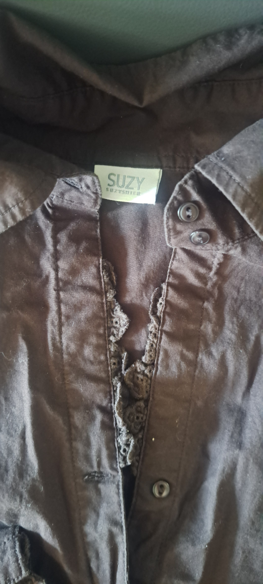 Suzy Women's Brown Button-Down Shirt with Lace Detail - photo 2