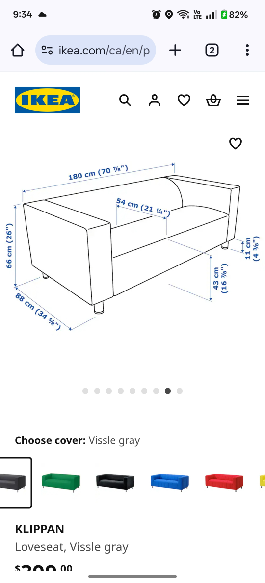 IKEA KLIPPAN Loveseat - Vissle Gray Cover - photo 4