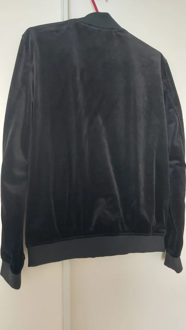 Zara Man Black Velvet Bomber Jacket - Size M image indicator(5)
