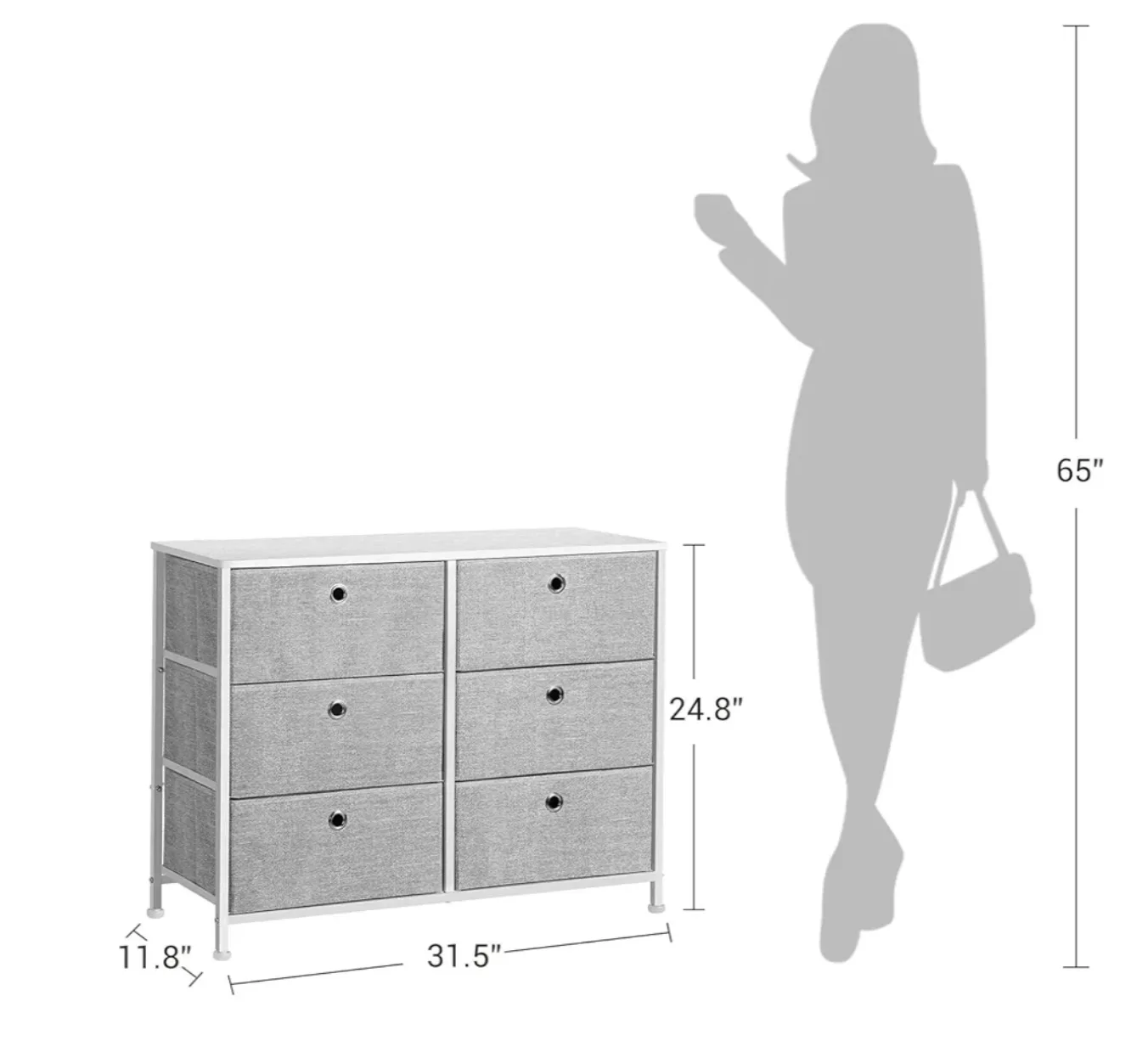 6-Drawer Fabric Storage Dresser - Light Grey image indicator(5)