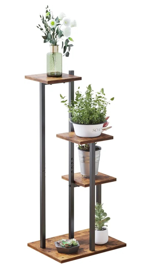 Four-Tier Plant Stand - Rustic Brown and Black - photo 2