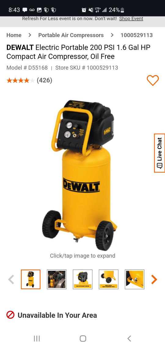 Dewalt 1.6 HP Continuous 225 PSI 15 Gallon  Compressor - photo 2