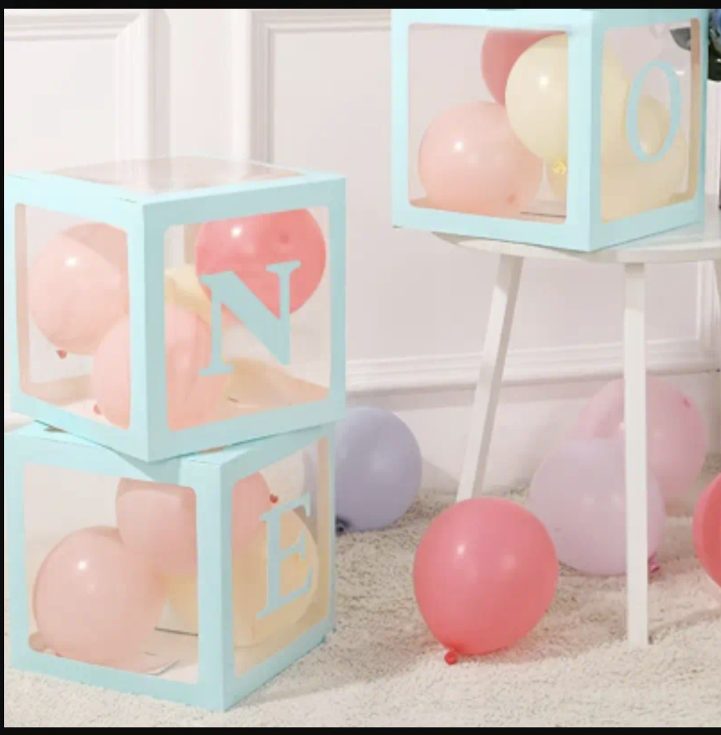 Light Blue Number One Balloon Boxes