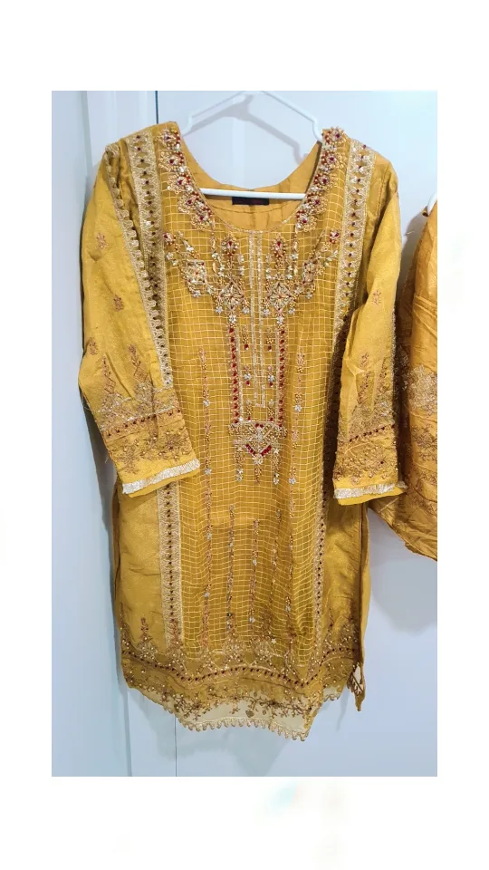 Gorgeous Mustard Yellow Pakistani Shalwar Kameez Suit image indicator(2)