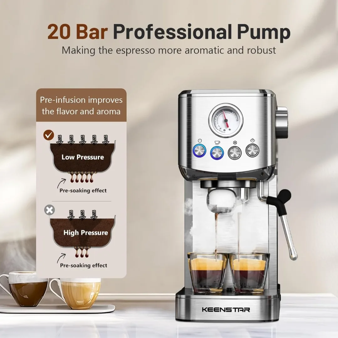 PROFESSIONAL ESPRESSO MACHINE, HOT or COLD BREW, 41oz Water Tank image indicator(3)