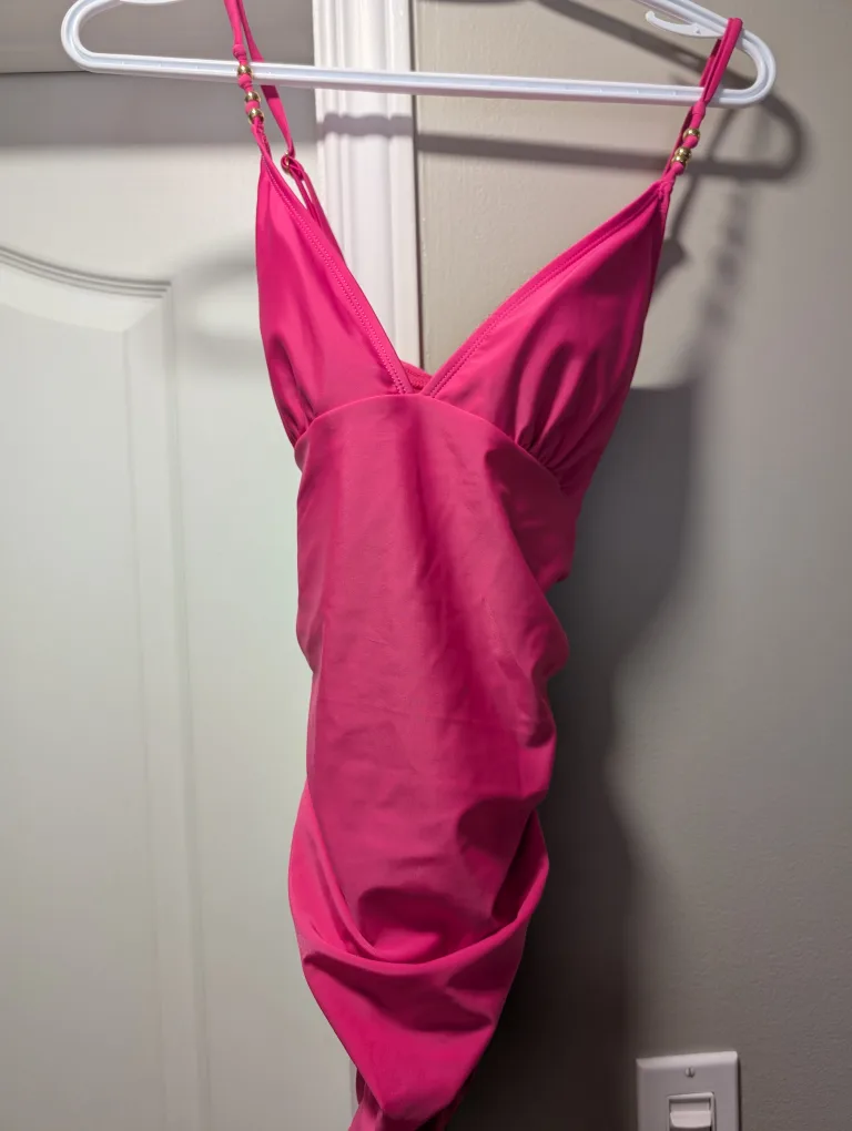 RElleciGA One-Piece Neon Pink Swimsuit Size M thumbnail