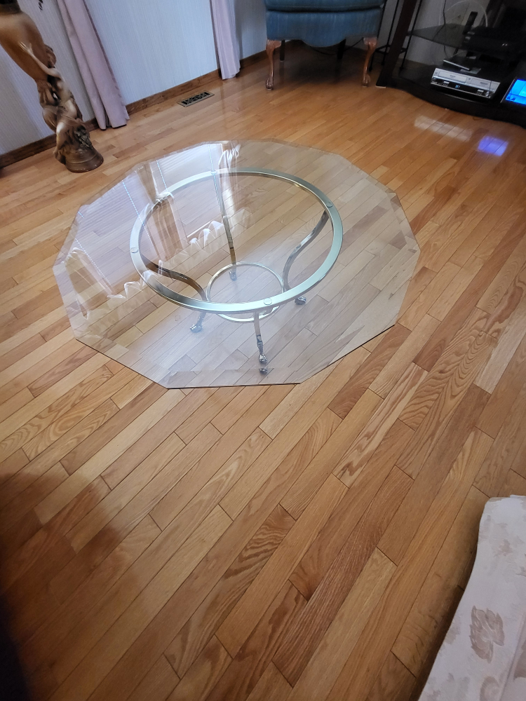 Glass-top Coffee Table with Brass Frame