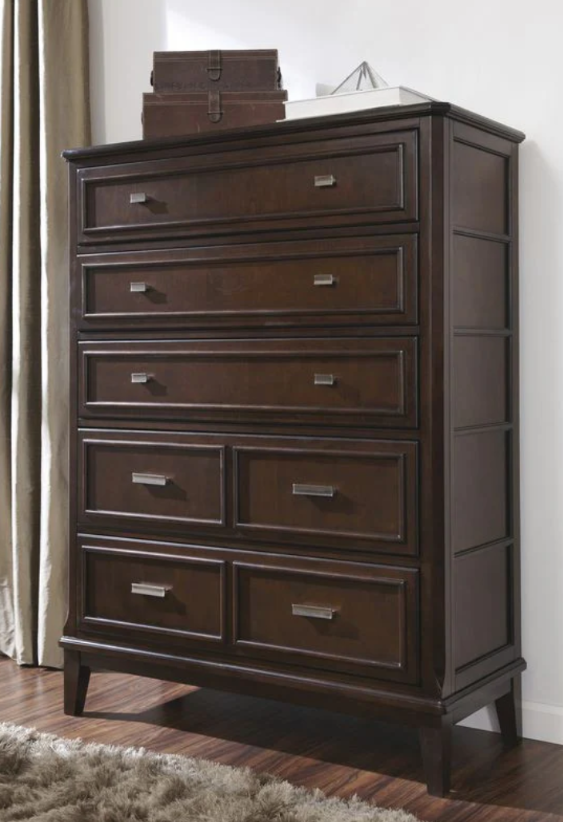 Dark Brown Wooden 6-Drawer Chest