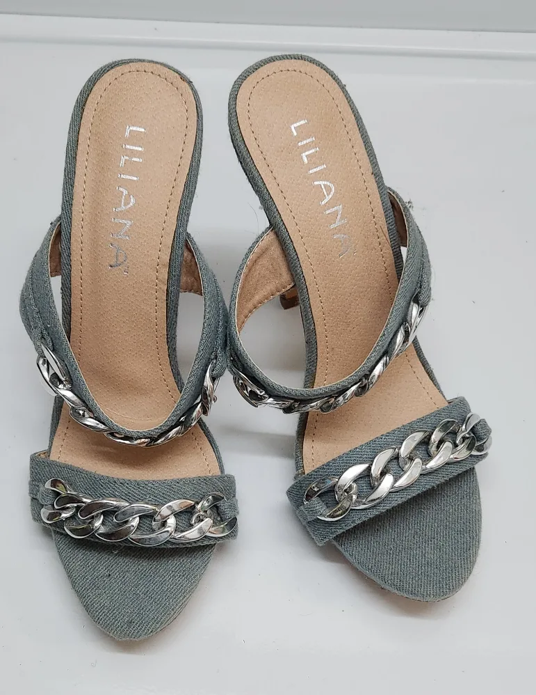 Liliana Denim Chain Detail Heels - Size 9 image indicator(2)