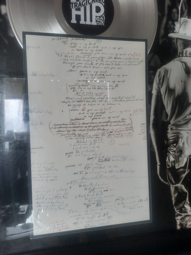 Tragically Hip Record & Handwritten Lyrics Framed Collectible - photo 3