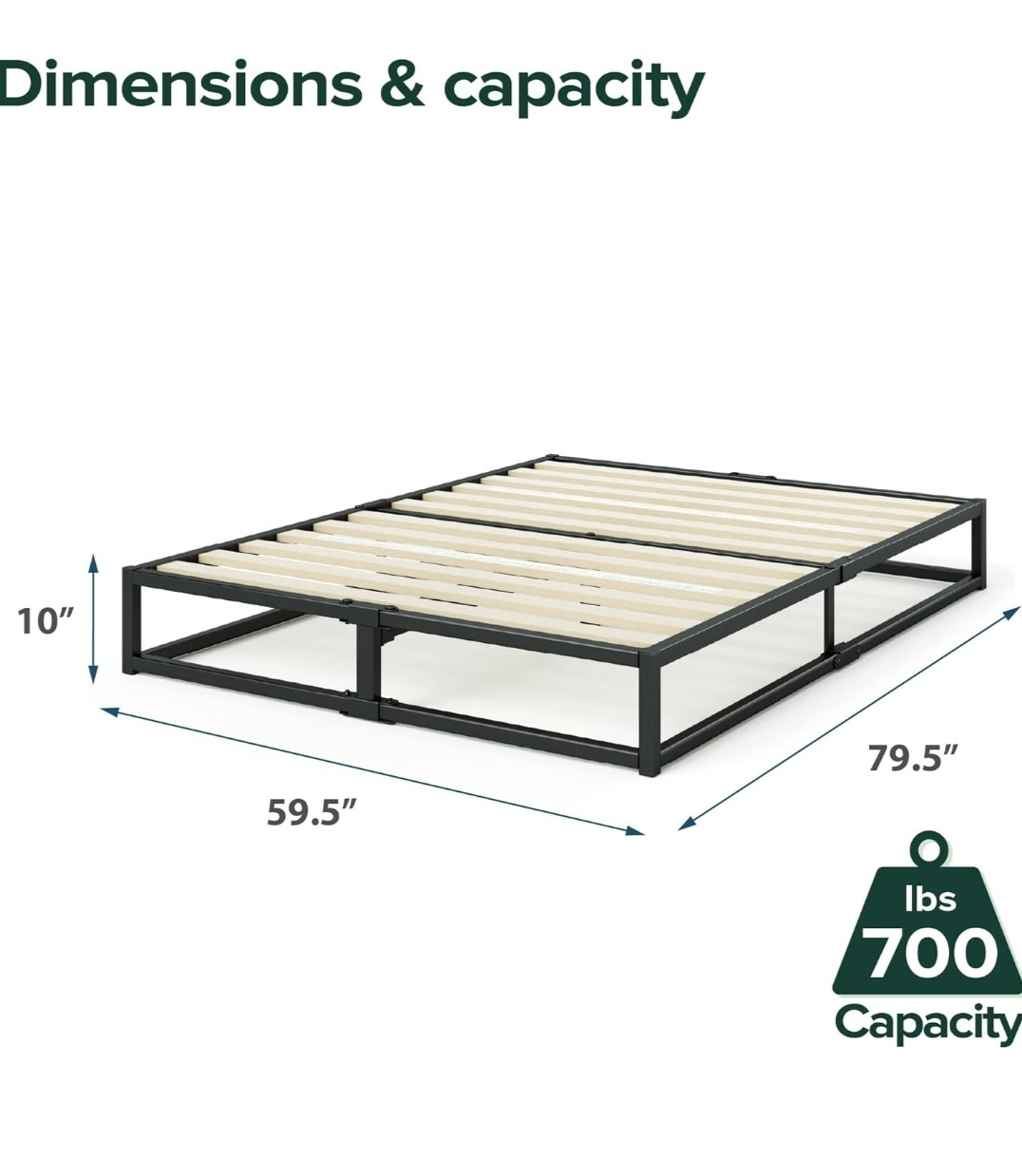 Queen Bed Frame - Metal Bed Frame with Wood Slat Suppot - photo 4