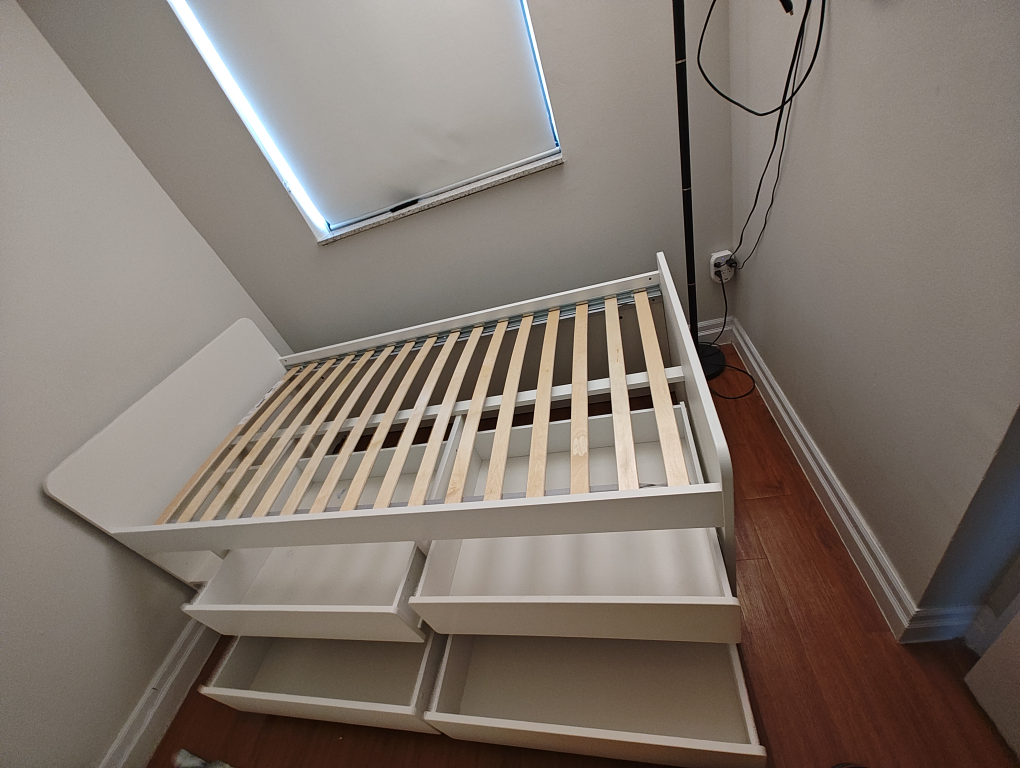 White Twin-Size Platform Bed with Storage Drawers + Mattress - photo 2