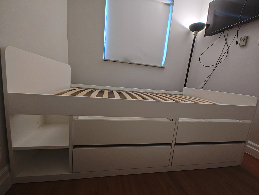 White Twin-Size Platform Bed with Storage Drawers + Mattress - photo 4