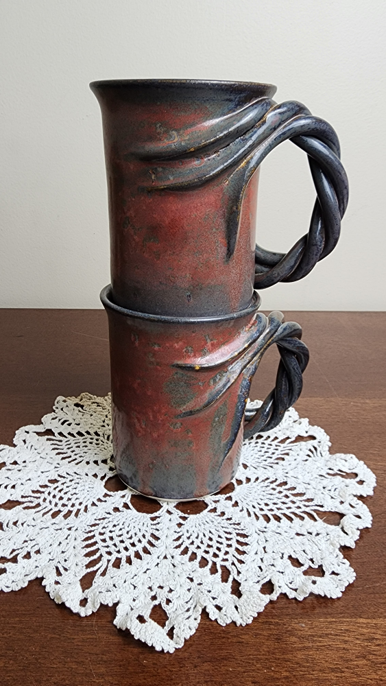 Pair of handmade pottery mugs