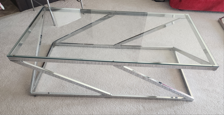 Modern Glass and Chrome Coffee Table
