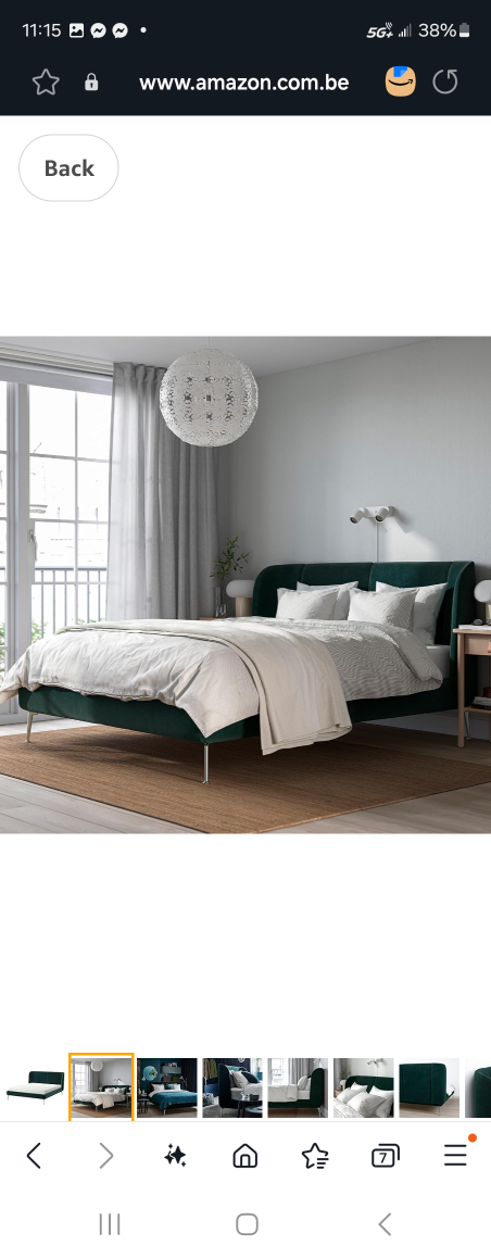 Velvet Upholstered Bed Frame - Dark Green - photo 2