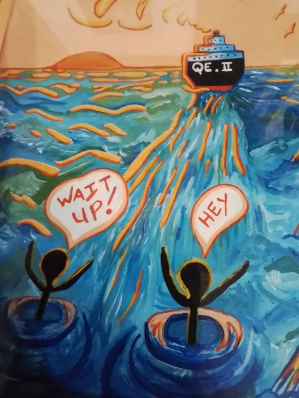 Framed Ocean Scene Original Painting - QE II Signed image indicator(4)