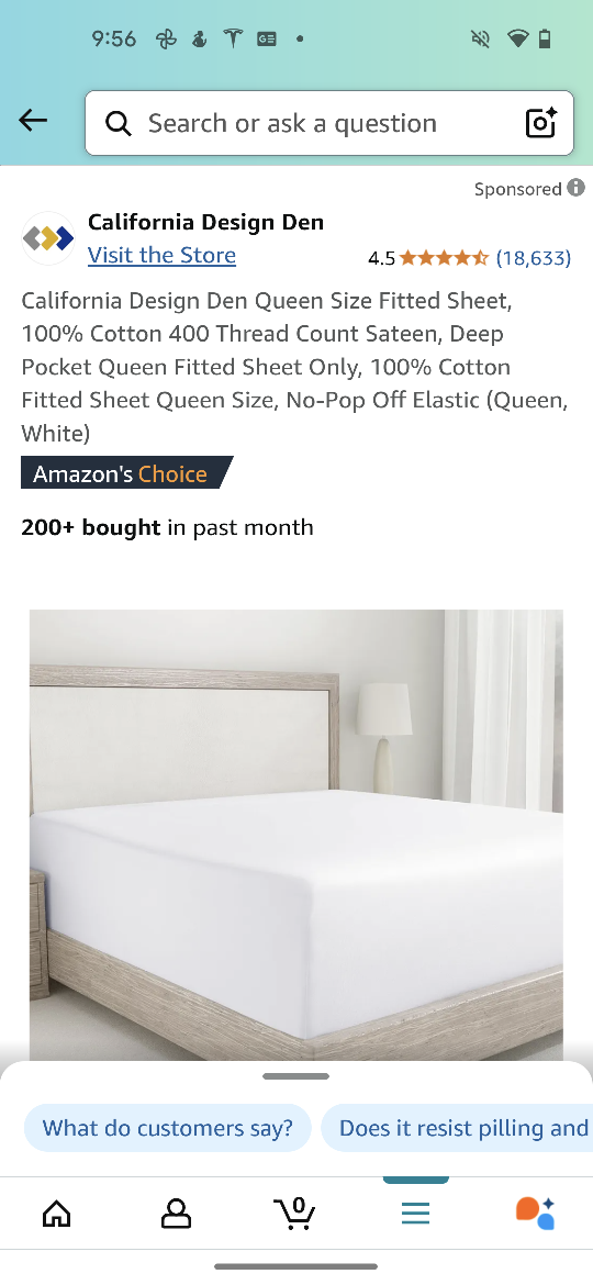 California Design Den Queen Fitted Sheet - White