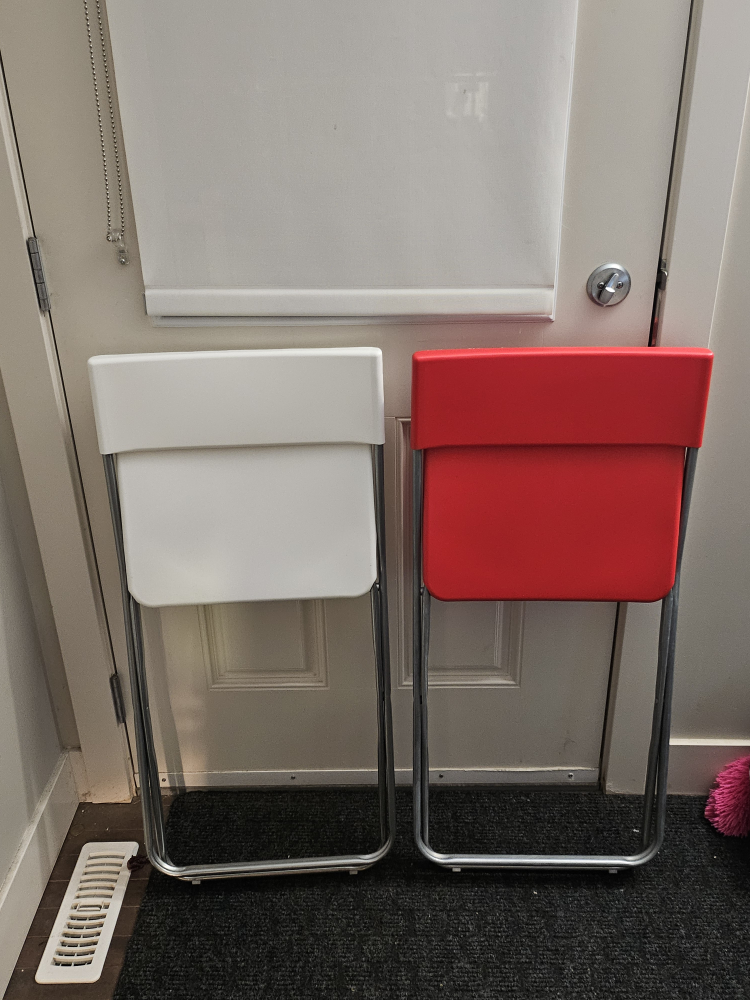 Pair of IKEA Folding Chairs - White & Red