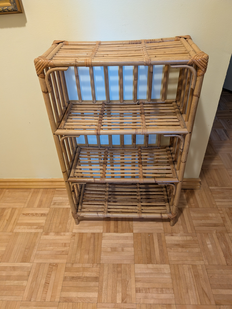Vintage Bamboo/Rattan  3-Tier Shelf