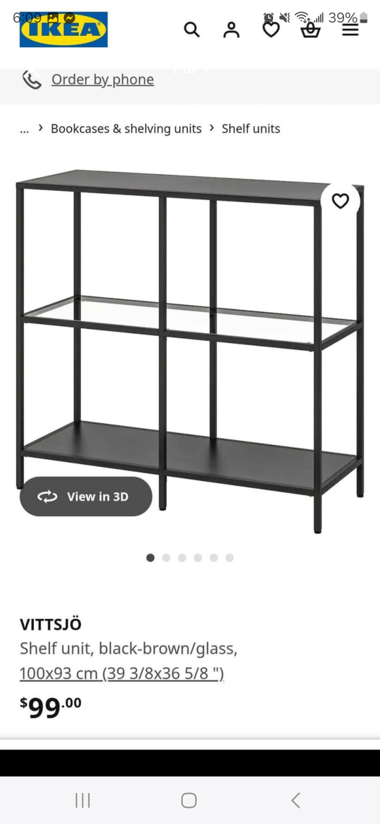 IKEA VITTSJÖ Shelf Unit - Black-Brown/Glass