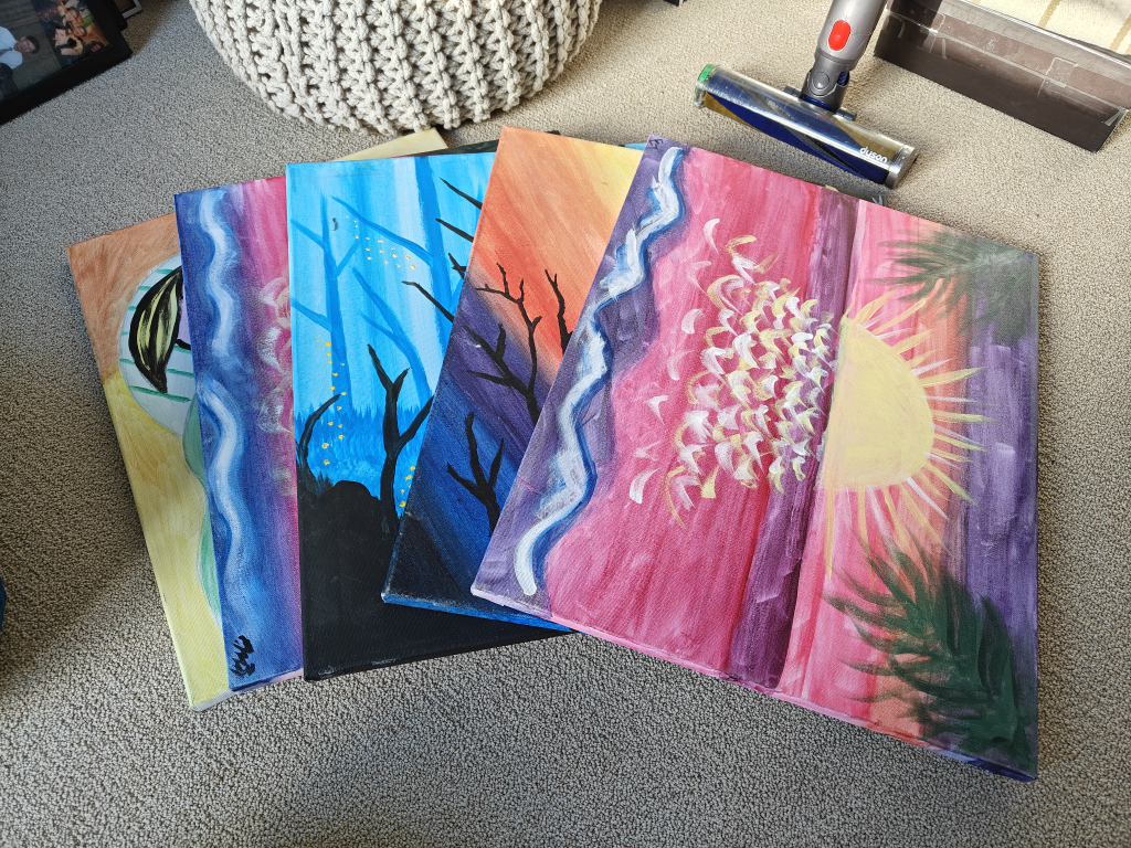 Old acrylic canvas paintings - photo 2