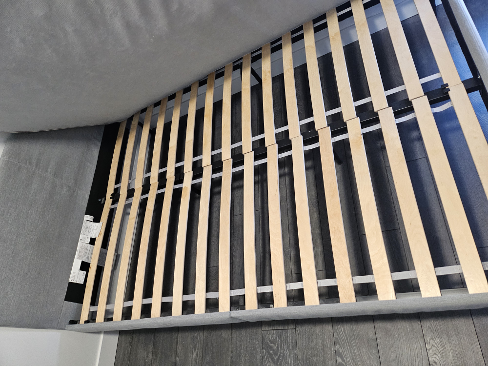 IKEA Grey Fabric Bed Frame with Mattress - photo 4