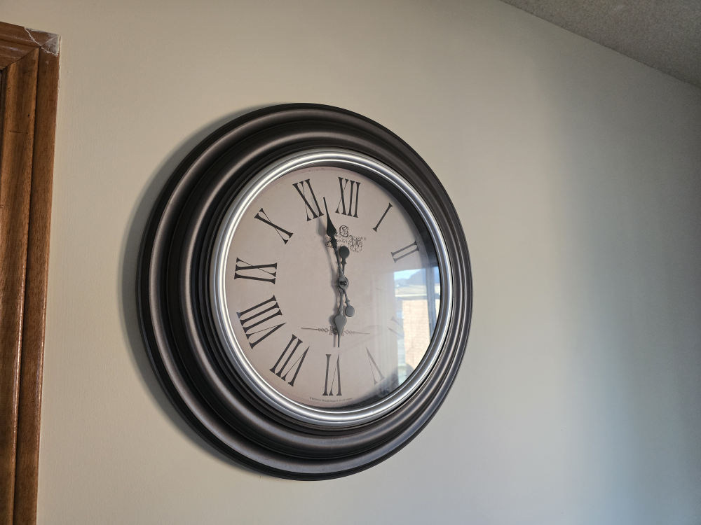 Wall Clock - Dark Brown Frame, Roman Numerals