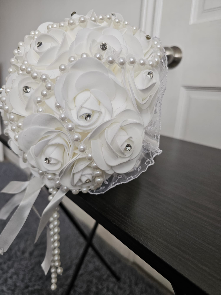 Elegant Pearl and Rhinestone Wedding Bouquet - photo 2