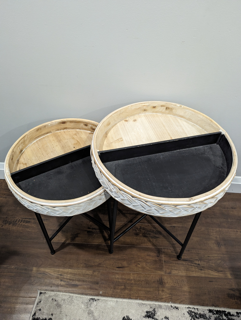 Set of Two Round Woven Nesting Tables - photo 2