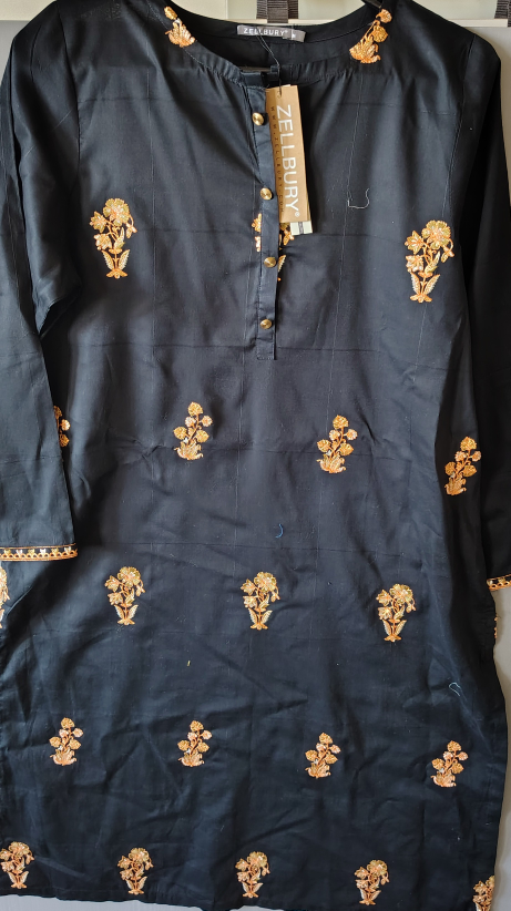 Zellbury Black Kurti with Gold Embroidery - photo 2