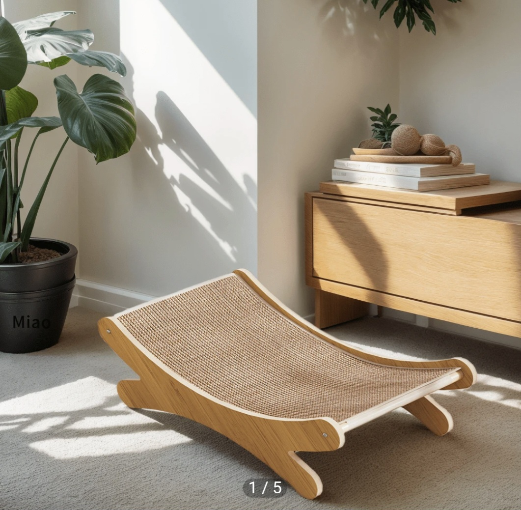 Wooden Cat Scratcher Lounger