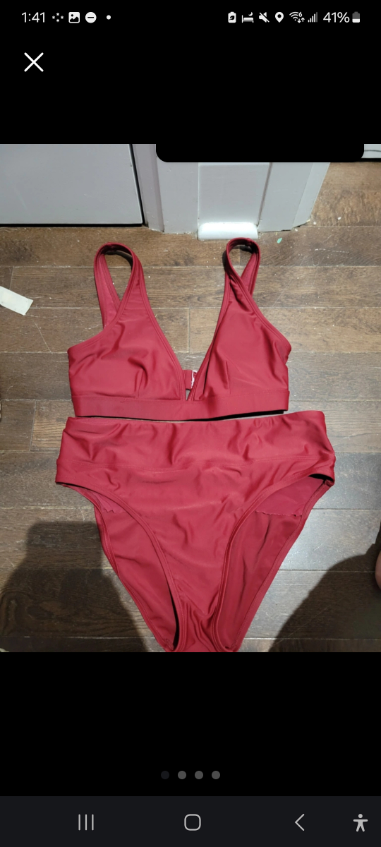 Yummie Women's Red High-Waisted Bikini Set - Size 12